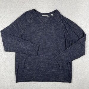 Vince Sweater Mens XL Navy Blue Wool Linen Blend V-Neck Casual Office Commute‎